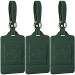 Teskyer Luggage Tags, 3 Pack Premium PU Leahter Luggage Tags Privacy Protection Travel Bag Labels Suitcase Tags