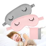 loraleo 2Pcs Kids Sleep Covers Silk Eye Cover for Kids Comfortable Blackout Blindfold with Adjustable Strap for Teens Eye Covers for Sleeping Eye Sleep Shade Cover