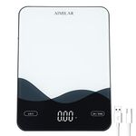 Chargeable Digital Kitchen Food Scale - AIMILAR LED Display 22lb Food Weight Scales for Baking Cooking USB-C Rechargeable Ounces and Grams 1g/0.1oz Tempered Glass