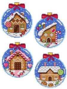 Crafting Spark Counted Cross-Stitch Kit "Gingerbread Houses Baubles Dark Blue" 169CS