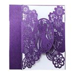 Laser Cut Wedding Invitations 40 Pack, FOMTOR Laser Cut Wedding Invitation Card Kit with Blank Printable Papers and Envelopes Purple