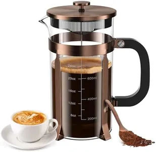 French Press Coffee Maker, 34 Ounce 1 Liter, Stainless Steel, Cold Brew Heat Resistant Borosilicate Glass Espresso Coffee & Tea Maker with 4 Filter