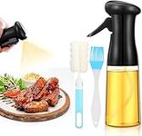 SANYOCZH Oil Spray Bottle, 7 oz / 210 ml Olive Oil Sprayer for Cooking with Brush, Vinegar Olive Oil Mister for Kitchen, Suitable for Air Fryer, BBQ, Baking, Salad (Black)