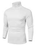 COOFANDY Men's Basic Thermal Turtleneck T Shirts Casual Slim Fit Pullover Sweaters White