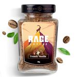 RAGE COFFEE Instant Coffee French Vanilla With 100% Arabica Beans Infused With Plant Based Vitamins| Hot & Cold Coffee | Strong Aroma With Rich Taste - Bottle, 50 Gram