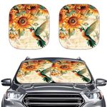 Renewold Universal Front Windshield Sunshade Sunflower Hummingbird Design Sun Shades UV Rays Sun Shade Outdoor Protective Sun Blocker Easy Install Sun Visor 2 Pack Automotive Interior Accessories