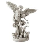 Design Toscano EU1850 St. Michael the Archangel Religious Statue, Gallery, 43 cm, Polyresin, Antique Stone,White