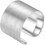 PROSTEEL 925 Sterling Silver Ring 15mm Flat Plain Ring Adjustable Boho Men Women Jewelry Wide Band