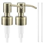 Navaris Stainless Steel Soap Dispenser Head - Screw On Pump Head for 1-1.1" (26-28mm) - Gold Top Soap Bottles Replacement - Nozzle for Liquid Soaps, Lotion - Gold - Pack of 2