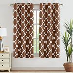 Melodieux Moroccan Fashion Thermal Insulated Room Darkening Blackout Grommet Curtains for Living Room, 42 by 63 Inch, Brown (2 Panels)