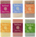 Bali Soap - Feminine Collection Natural Soap Bar Gift Set, 6 pc Variety Pack, Bergamot-Gardenia, Jasmine-Mint, Lotus-Neroli, Chamomile-Moringa, Tuberose-Lily, Greentea-Lime 100g each