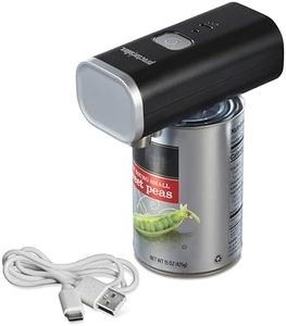 Proctor Silex Automatic Electric Can Opener, Hands Free Cordless Operation & USB Rechargeable, Self-Aligning, Cut Smooth Touch Lid Edges, Compact and Easy to Store, Black