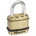 MASTER LOCK Heavy Duty Padlock, Security Level 8/10, Outdoor, Keyed, Laminated Steel / Brass Finish, Weatherproof, Standard Shackle