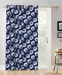 Oasis Home Cotton Printed 9 Ft Eyelet Door Curtain - Blue Print (Pack of 1)