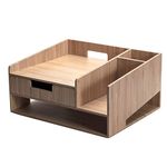 MobileVision Office Desktop Bamboo Organizer for Files, Paper Tray, Letter Sorter, Document Holder, 5 Sections