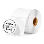 MUNBYN 76x76mm White Circle Thermal Sticker Labels, Self-Adhesive Round Inventory Labels, Multi-Purpose Roll Thermal Stickers for Business-500 Labels/1 Roll
