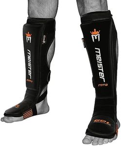 Meister Edge Leather Instep Shin Guards w/Gel Padding (Pair) - Black - Small/Medium