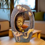 The Better Home Buddha Water Fountain for Home Decor/LED Lights/Waterfall Fountain Indoor Home Decor/Garden Decor Items/Wedding Gifts/Euro Plug/2m Cord/Bronze -33x17x49.5 cm