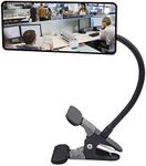 Orifort Glass Clip On Security Cubicle Mirror, 6.69" x 2.95" Personal Safety and Security Office Desk Rear View Monitors Convex Mirror with Frame (Rectangle)