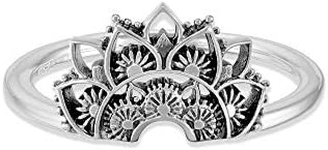 Boma Sterling Silver Bali Style Boho Tribal Lotus Blossom Flower Ring, Size 8
