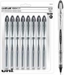 Uniball Vision Elite Rollerball Pens, Black Pens Pack of 8, Bold Pens with 0.8mm Ink, Ink Black Pen, Pens Fine Point Smooth Writing Pens, Bulk Pens, and Office Supplies