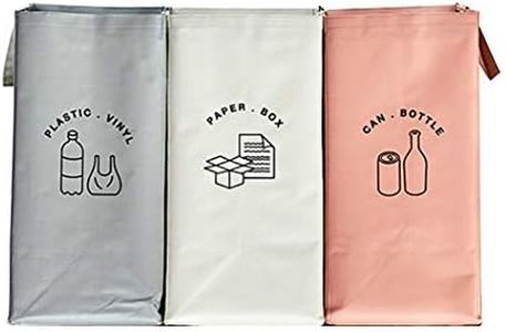 Modern House Separate Recycling Waste Bin Bags for Kitchen Home Recycle Garbage Trash Sorting Bins Organizer Waterproof Baskets Compartment Container (Set of 3 Color Pack)