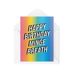 Tongue in Peach Funny Birthday Cards, Rude Card, Happy Birthday M*nge Breath, Novelty Profanity Insult Banter Lesbian Bestie for Her for Him, CBH478, White, 21 x 15 x 0.2 cm