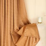 Amazon Basics - Room Darkening Blackout Door Curtains, 100% Room Darkening | 7 Feet |Set of 2| Embossed | Self Deisgn |for Living Room and Bedroom | 115cmx 210cm, Color- Coffee