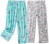 PNAEONG Women's Capri Pajama Pants Lounge Causal Bottoms Fun Print Sleep Pants, Coffee+dragonfly, Large