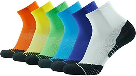 HUSO Men's Youth's Essential Seamless Comfortable Rugby Quarter Socks, 6 Pairs, Green, Blue, White, Orange, Yellow, L/XL