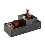 Navaris Bamboo Storage Boxes - Set of 2 Wooden Stackable Box Organisers for Bedroom, Kitchen, Bathroom, Living Room, Makeup, Jewellery, Accessories - Black