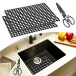 Kitchen Sink Mat, 2 Pcs Sink Mat Protector for Stainless Ceramic Sinks, 40x30 cm Cut to Size with Scissors, Sink Drainer Draining Mat for Bathroom, Sink Protector Mat for Kitchen Sink Countertop