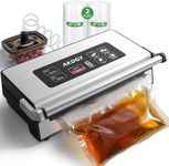 95Kpa Liquid Vacuum Sealer Machine, Full Automatic Food Sealer for Dry/Liquid/Moist Foods | Strong Suction | Digital Timer | One-Touch Operation | Built-in Cutter & Bag Storage | Removable Drip Tray