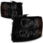 DNA Motoring HL-OH-CSIL07-BK-SM-AM Smoked/Amber Headlight/Lamp (for 07-14 Chevy Silverado, Pair)