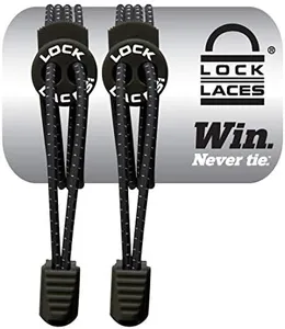 LOCK LACES (Elastic Shoelace and Fastening System) (Black)