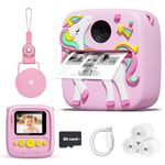 Kids Camera Instant Print, Christmas Birthday Gifts for 3 4 5 6 7 8 9 Year Old Boys Girls, 1080P Kids Digital Camera Toddler Boys Girls Toys Age 3-9 Pink