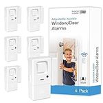 Door Window Alarm - 6 Pack - Adjustable Volume with Burglar Alert Alarm /Door Open Chime, Wireless Door Alarm Sensor/Window Alarm for Home Security, Security Alarm for Kid Safety, Apartment by Rosmila