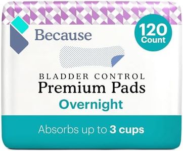 Because Incontinence Pads for Women - Extra Heavy Absorbency, Overnight Postpartum Incontinence Pads, Overnight Leak-Free Protection, 6 Packs of 20 Pads (120 Total)