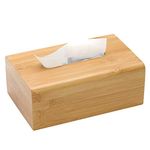 PERFORMORE Bamboo Tissue Box Cover - Water-Resistant Rectangular Wooden Facial Tissue Box with Sliding Bottom - 27x15.5x11.5 cm Wood Kleenex Box Holder - Ideal for Bathroom, Office Desk & Nightstand