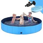 Foldable Dog Pool for Large Dogs Kiddie Pool Kids Pool Hard Plastic, Heavy Duty PVC Swimming Pool, Collapsible Pet Bath Tub for Dogs Cats and Kids Kiddy Wading Pool 63 * 12 Inch, XXL