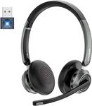 KONNAO Wireless Headset with AI Noise Cancelling Microphone, V5.3 Wireless Headphones with USB Dongle & Mic Mute for Computer/Laptop/PC/iPhone/Android/Cell Phones/Zoom/Ms Teams/Skype