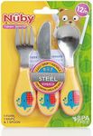 Nuby Stainless Steel Cutlery 3 Piece Set, Assorted Color