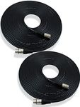 GLS Audio 50ft Mic Cable Patch Cords - XLR Male to XLR Female Black Microphone Cables - 50' Balanced Mike Snake Cord - 2 PACK