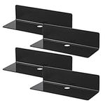 4 Pcs Acrylic Floating Shelves, Small Shelf for Wall No Nails Self Adhesive Shelves Bedroom Display Floating Shelves for Photo, Alarm Clock, Plant - Black Shelves