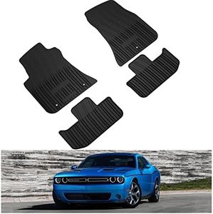 KIWI MASTER Floor Mats Liners Compatible for Dodge Challenger 2011-2018 WD Rear Wheel Drive All-Weather Slush Mats Front and Rear,Black