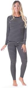 Rocky Thermal Underwear for Women (Long Johns Thermals Set) Shirt & Pants, Base Layer with Leggings/Bottoms Ski/Extreme Cold, Black Striped, X-Large