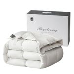 Royoliving Superior Poland Feather Down Comforter 100% Egyptian Cotton Shell Heavyweight California King Size Quilted Duvet Insert with 4 Corner Tabs and 4 Middle Loops (White Heavyweight, Cal-King)