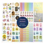 Navy Peony Fitness and Wellness Stickers (8 Sheets, 460+ Stickers) - Gold Foil, A5 Sheets | Self-Care and Workout Stickers for Journal and Planners