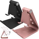 2 Packs Multi-Angle Adjustable Cell Phone Stand, SourceTon Portable Sturdy Plastic Desk Stand Mount Fits All Smart Phones Charging with Anti-Slip Base and Convenient Charging Port, Fits mini Tablet