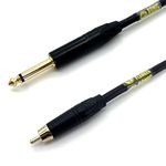 Sonic Plumber Black and Gold RCA to 6.35mm (1/4 inch) Jack Interconnect Cable with Cable Tie (2 meter)